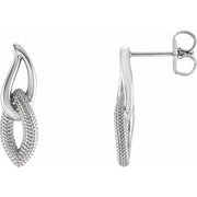 14k White Beaded Drop Earrings