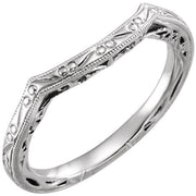 14k White Vintage-inspired Matching Band For 5.8 Mm Round Ring