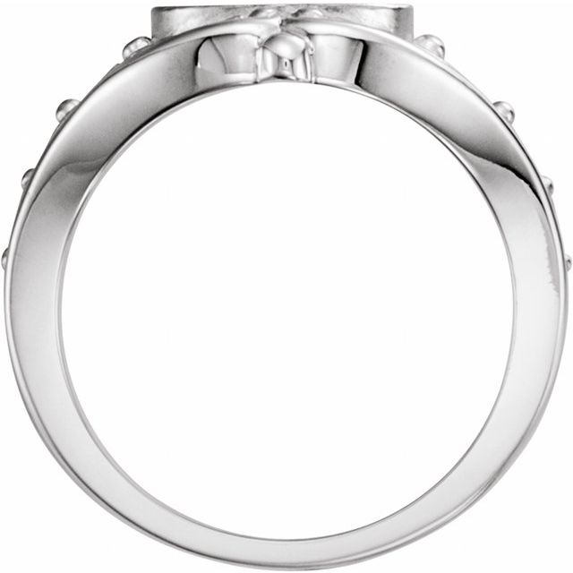 14k White 10x8 Mm Oval Signet Ring