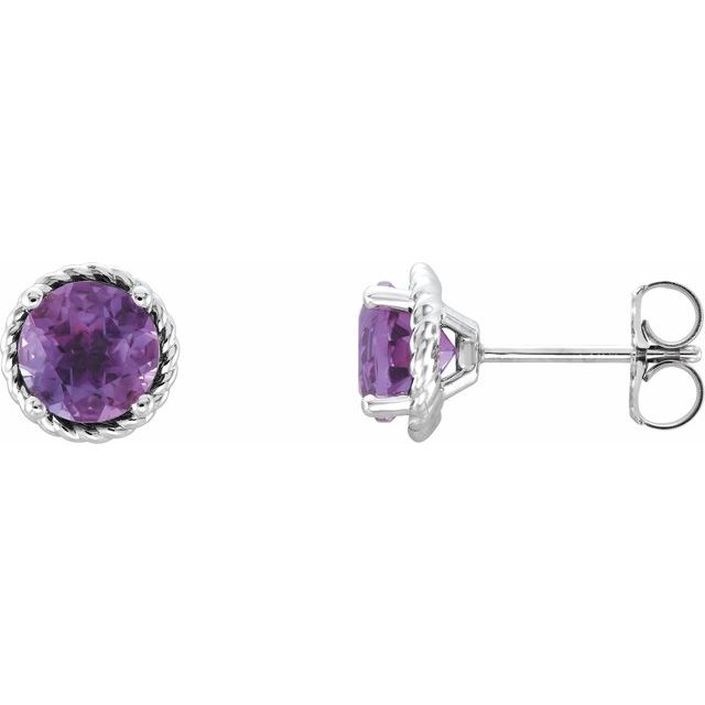 14k White Amethyst Rope Earrings