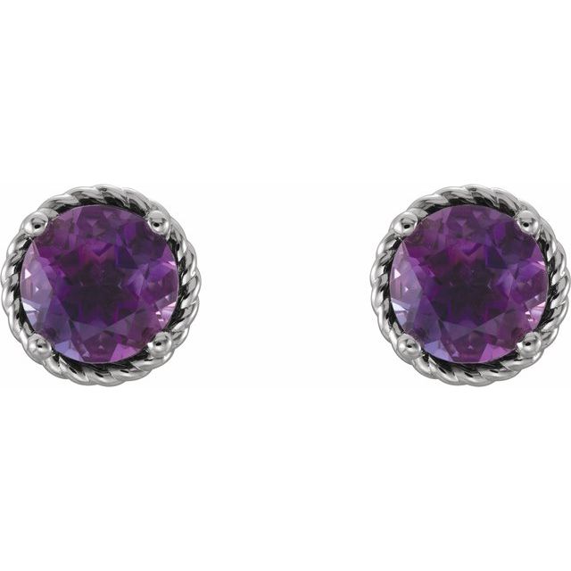 14k White Amethyst Rope Earrings