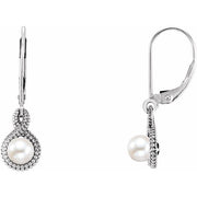 14k White Beaded Cultured Freshwater Pearl Earrings