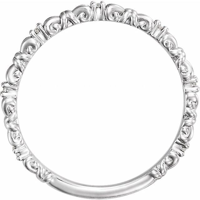 14k White .04 Ctw Natural Diamond Stackable Ring
