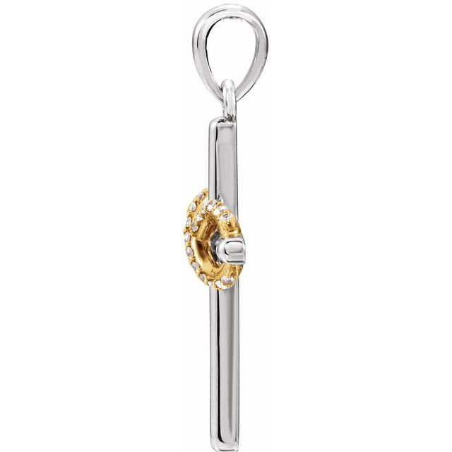 14k White/yellow .06 Ctw Natural Diamond Infinity-inspired Cross Pendant