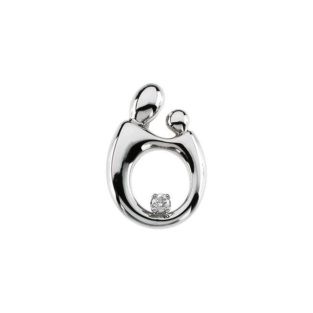 14K White .05 CT Natural Diamond Mother and Child® Slide Pendant