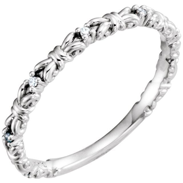 14k White .04 Ctw Natural Diamond Stackable Ring