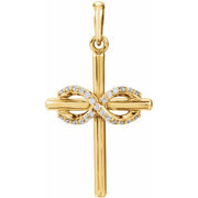 14k Yellow .06 Ctw Natural Diamond Infinity-inspired Cross Pendant