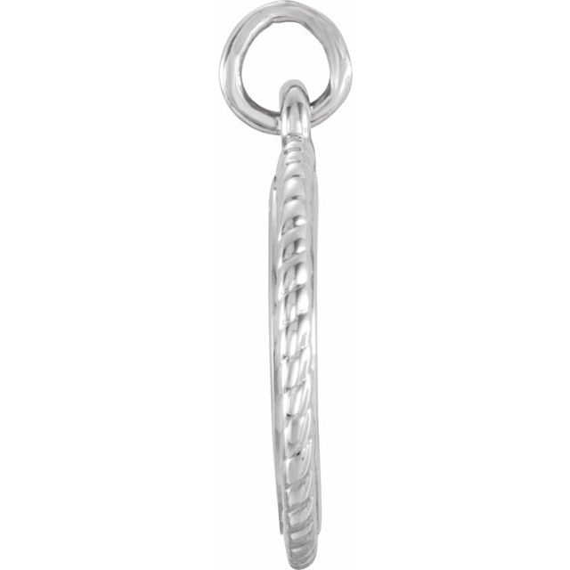 14k White Engravable Round Rope Pendant