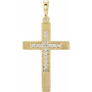 14k Yellow .07 Ctw Natural Diamond Cross Pendant