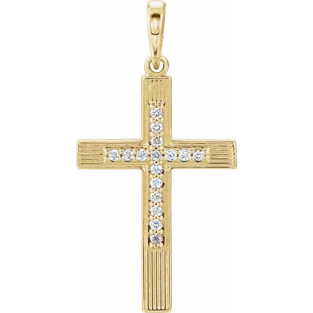 14k Yellow .07 Ctw Natural Diamond Cross Pendant