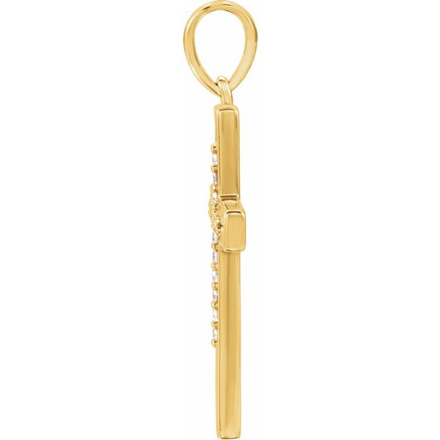 14k Yellow .07 Ctw Natural Diamond Cross Pendant