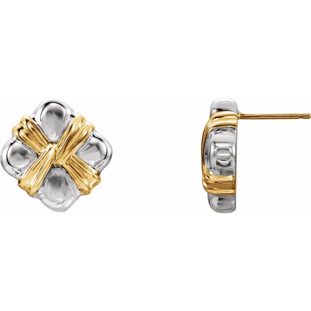 Sterling Silver & 14k Yellow Knot Earring