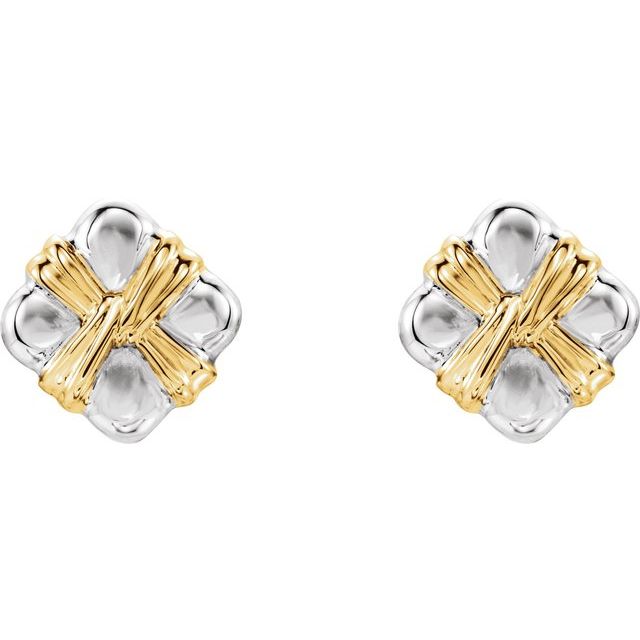 Sterling Silver & 14k Yellow Knot Earring