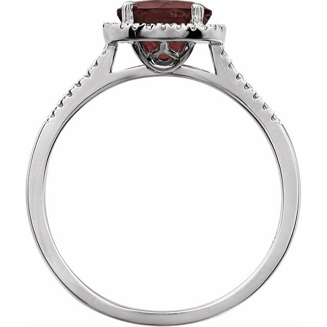 Sterling Silver Natural Mozambique Garnet & .01 Ctw Natural Diamond Ring