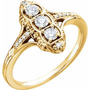 14K Yellow 1/3 CTW Natural Diamond Vintage-Inspired Ring