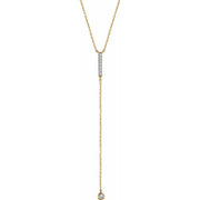 14k Yellow 1/8 Ctw Natural Diamond Bar 16-18' Y Necklace