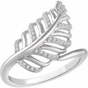 14k White 1/5 Ctw Natural Diamond Leaf Ring