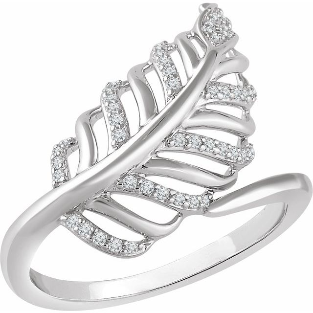 14k White 1/5 Ctw Natural Diamond Leaf Ring