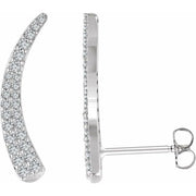 14k White 3/8 Ctw Natural Diamond Ear Climbers