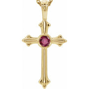 14k Yellow Natural Ruby Cross Pendant