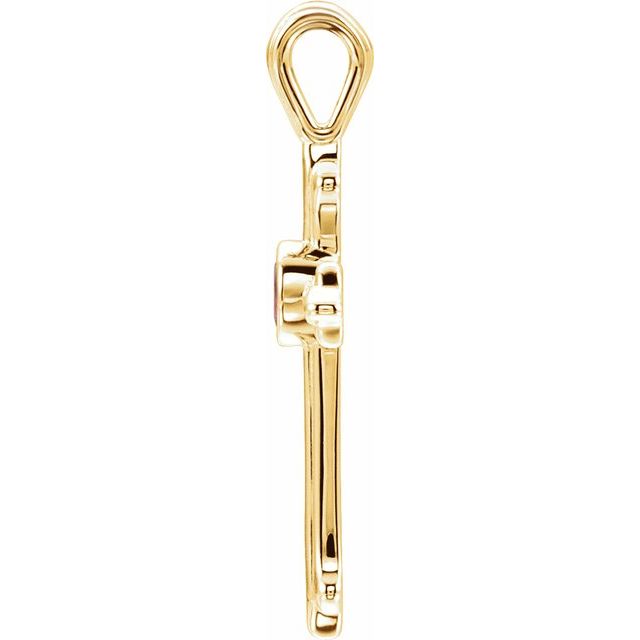 14k Yellow Natural Ruby Cross Pendant