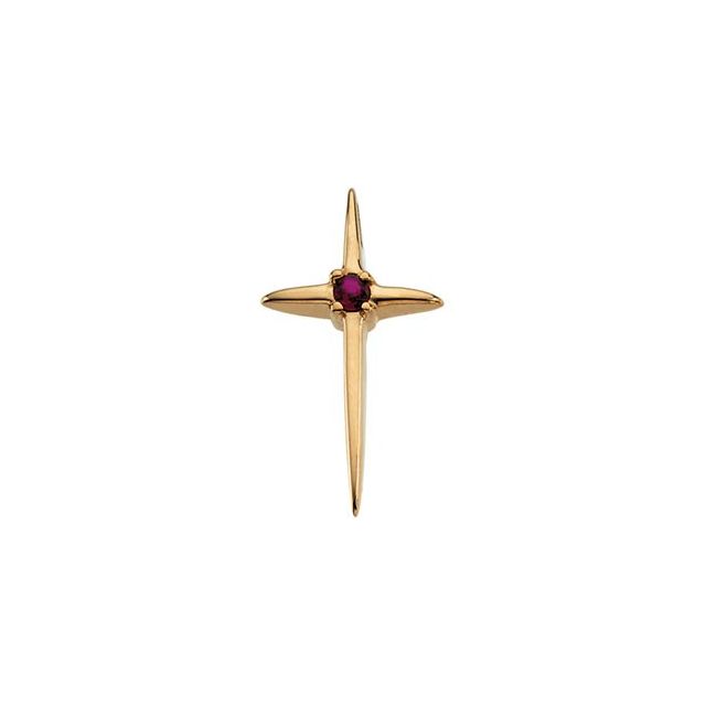 14K Yellow Natural Ruby Cross Pendant