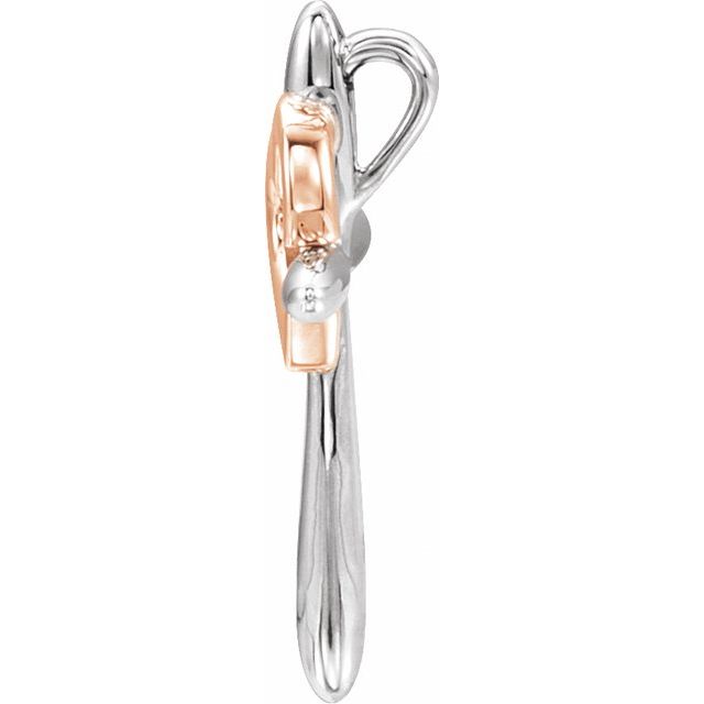 14k White & Rose Cross With Heart Pendant