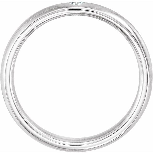 14k White .06 Ct Natural Diamond Gypsy-set Comfort-fit Band Size 9