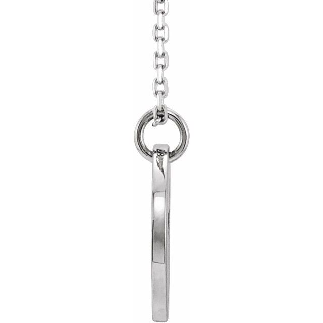 14k White Pierced Cross Disc 16-18' Necklace
