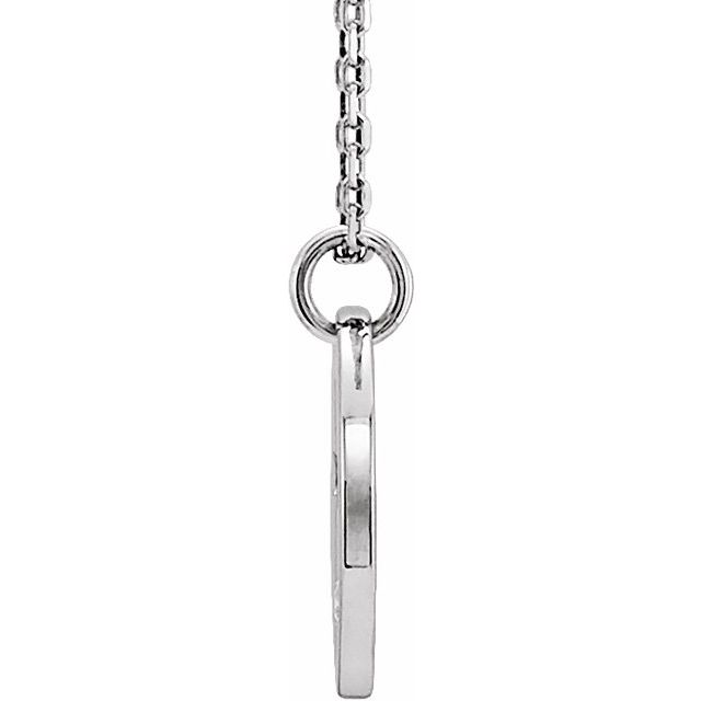 Sterling Silver .03 Ct Natural Diamond Pierced Cross Disc 16-18' Necklace