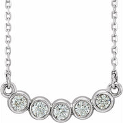 14k White  1/3 Ctw Natural Diamond Bezel-set 16-18' Necklace