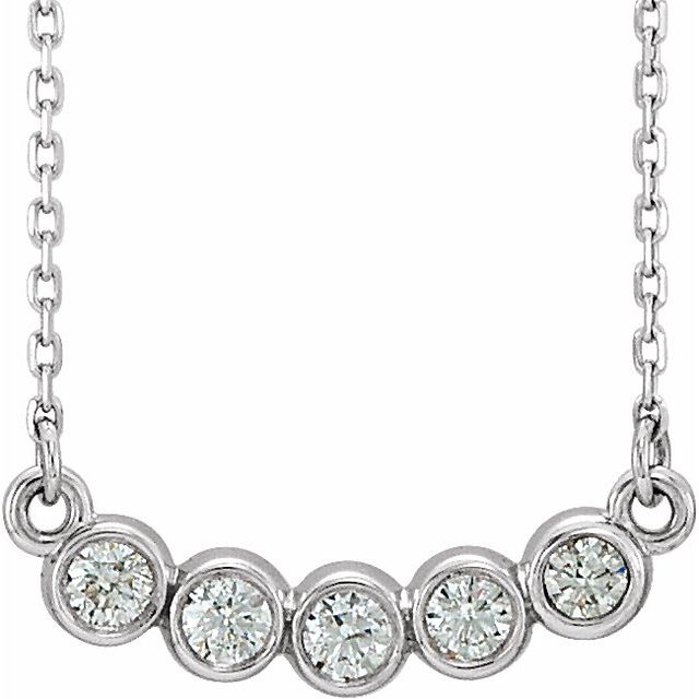 14k White  1/3 Ctw Natural Diamond Bezel-set 16-18' Necklace