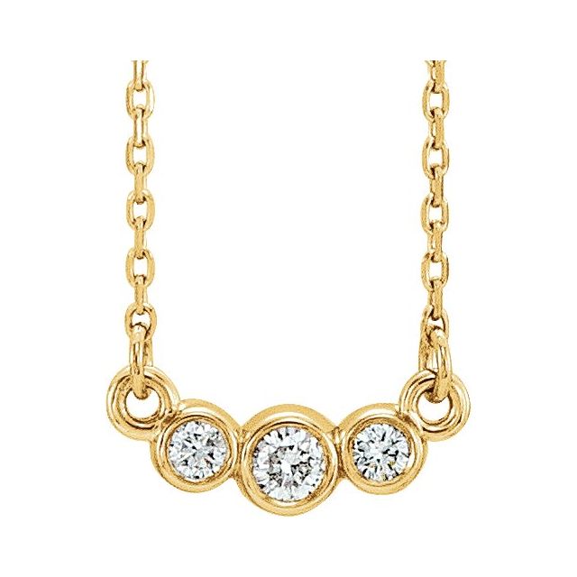 14k Yellow 1/8 Ctw Natural Diamond Three-stone 16-18' Necklace