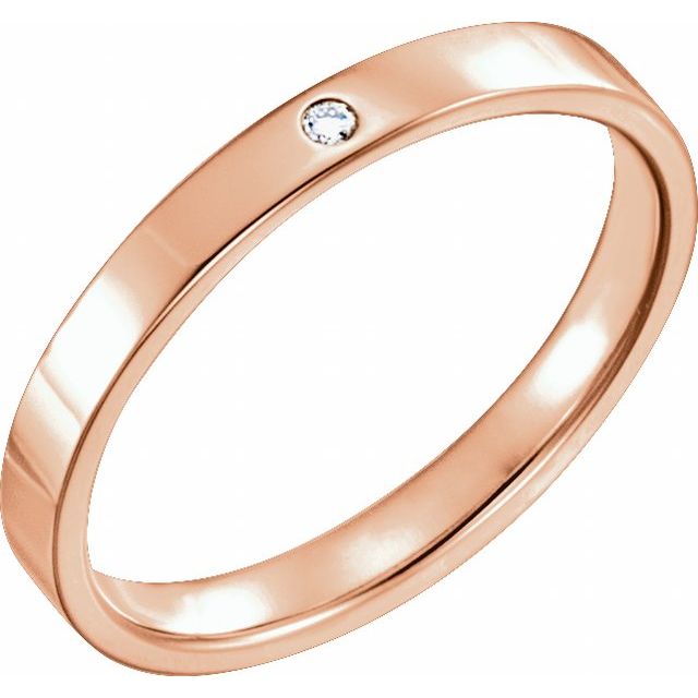14k Rose .015 Ctw Natural Diamond Flat Band Size 7