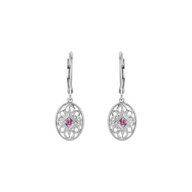 Sterling Silver Natural Ruby Lever Back Earrings
