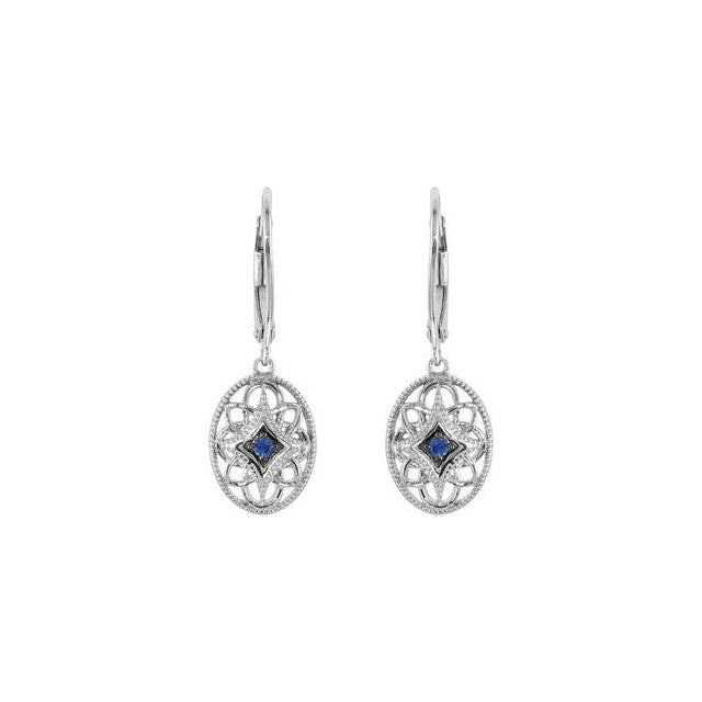 Sterling Silver Natural Blue Sapphire Lever Back Earrings