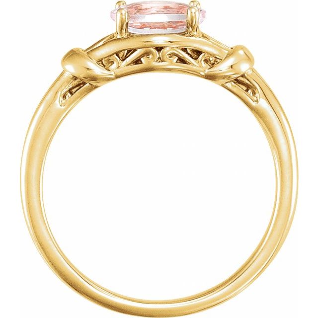 14k Yellow 7x5 Mm Natural Pink Morganite Knot Ring