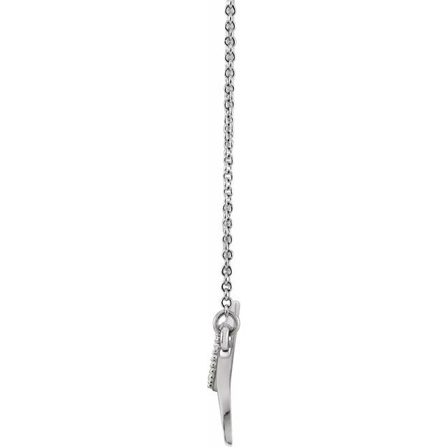 14k White 1/8 Ctw Natural Diamond Freeform Bar 18' Necklace