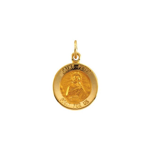 14K Yellow 12 mm Round St. Peter Medal