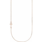 14K Rose Off-Center Sideways Cross 16' Necklace