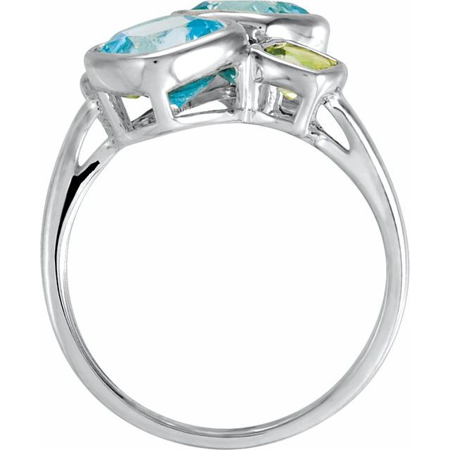 Sterling Silver Natural Sky Blue Topaz & Natural Peridot Ring