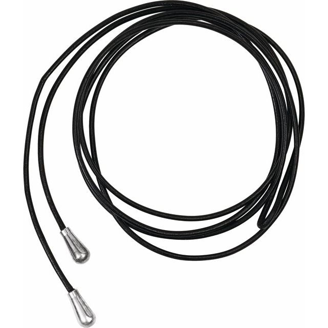 Black 1.5 mm Leather 40' Lariat with Sterling Silver Ends