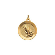14K Yellow 19 mm Round Praying Hands Pendant