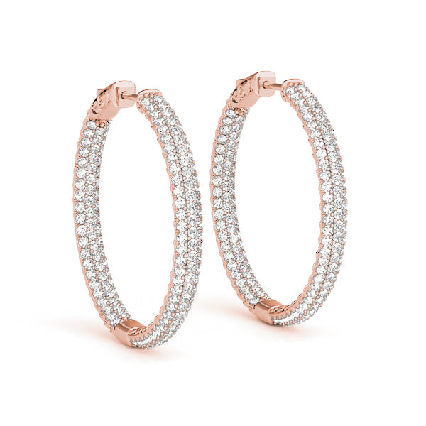 1 Inch 3 Row Pave Round Hoop