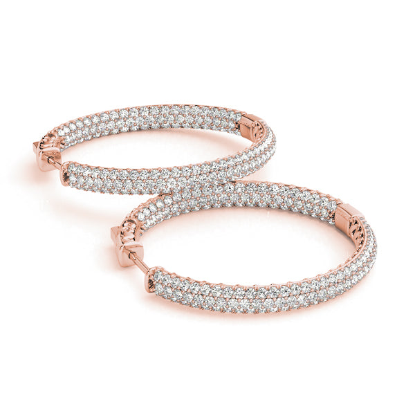 1 Inch 3 Row Pave Round Hoop