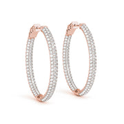 1.2 Inch 3 Row Pave Oval Hoop