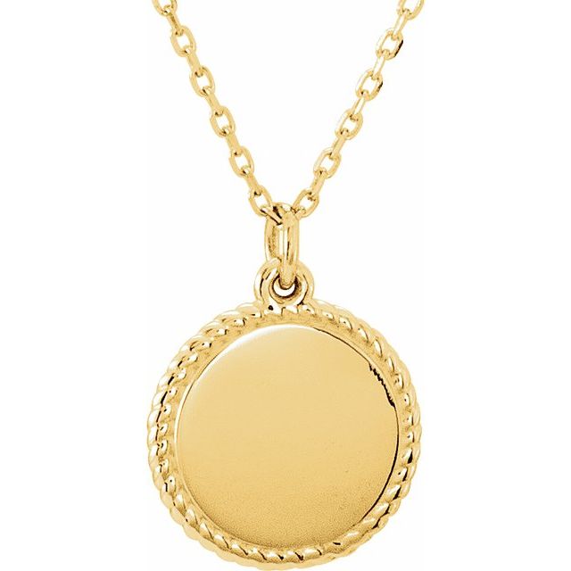 18k Yellow Vermeil Engravable Round 16-18' Rope Necklace