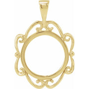 14k Yellow  Coin Frame Bezel Pendant Mounting For 13x1 Mm Coin