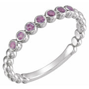 14k White Natural Amethyst Stackable Ring