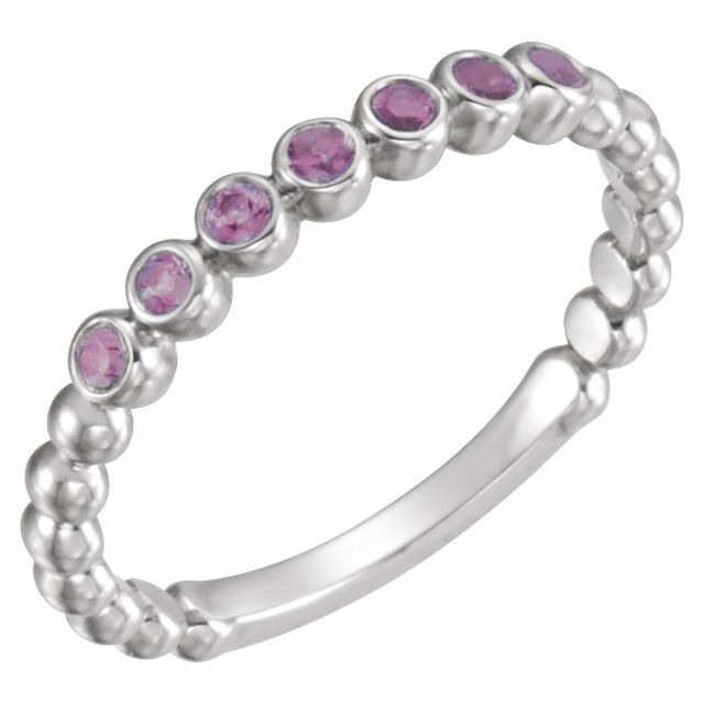 14k White Natural Amethyst Stackable Ring